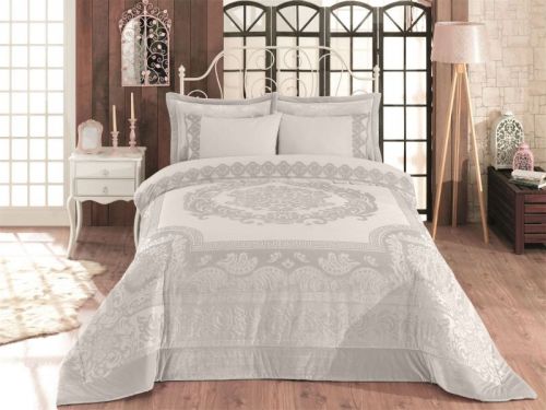8-Pieces Dantelle Comforter set King Size 260*240 from in house - Grey