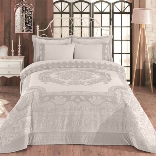 8-Pieces Dantelle Comforter set King Size 260*240 from in house - Grey