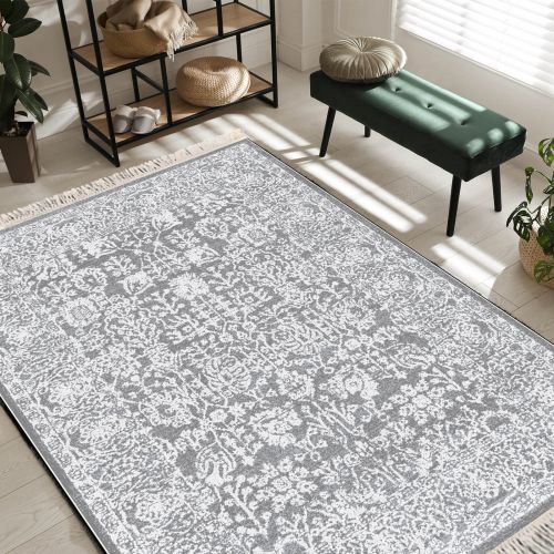 In House | Modern Design Turkish Rectangular Decorative Carpet, Grey, 80x120 cm