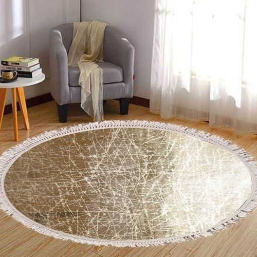 In House | Classic Design Turkish Round Decorative Carpet, Light Brown, 120x120 cm
