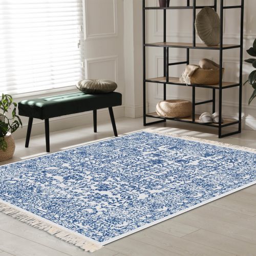 In House | Modern Design Turkish Rectangular Decorative Carpet, Blue