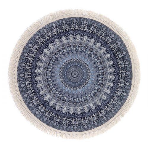 In House Round Soft Touch Carpet - Grey & Blue -120x120cm - DT25567.102