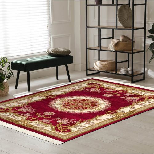 In House | Classic Design Turkish Rectangular Decorative Carpet, Red