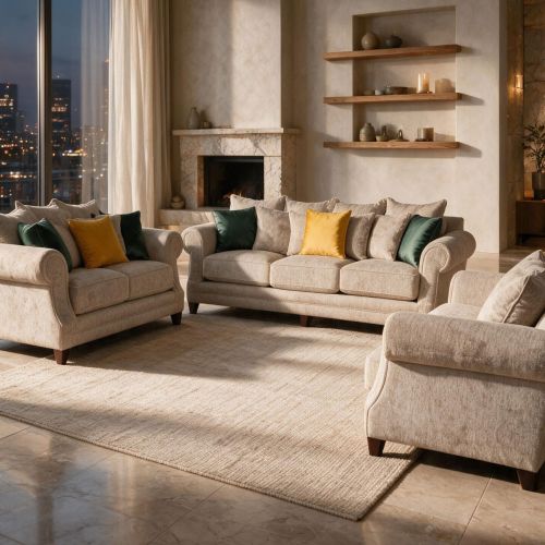 California Sofa Set (3) pieces, Chanel fabric (2003)