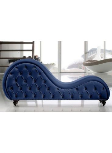 In House Upholstered Romantic Chaise Lounge with Modern Design - Blue - 180x80x50cm