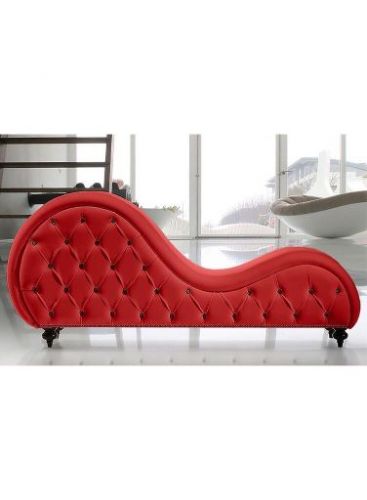 In House Upholstered Romantic Chaise Lounge with Modern Design - Red - 180x80x50cm