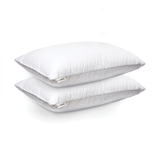 In House | 2 Pieces Solid Cotton Bed Pillow With Microfiber Filling - 75x50 cm - White