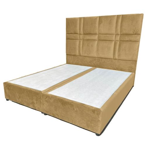 إن هاوس برلين سرير من الخشب السويدي منجد بالمخمل أنيق بدون مرتبة 200x100سم - بيج
