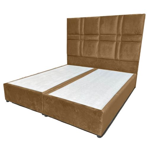 إن هاوس برلين سرير من الخشب السويدي منجد بالمخمل أنيق بدون مرتبة 200x140سم - بني