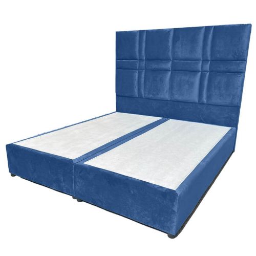 إن هاوس برلين سرير من الخشب السويدي منجد بالمخمل أنيق بدون مرتبة 200x90سم - أزرق