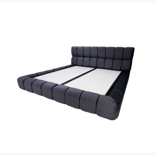 Hilton | Velvet Bed Frame, Single, 200×120 Cm, Dark Grey