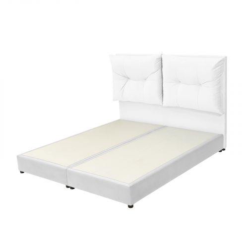 ليون | هيكل سرير منجد بالمخمل, أبيض, 120×200 سم