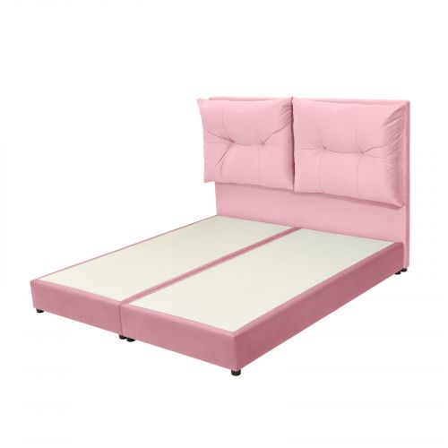 Leon | Velvet Bed Frame, Dark Pink, 200x200 cm