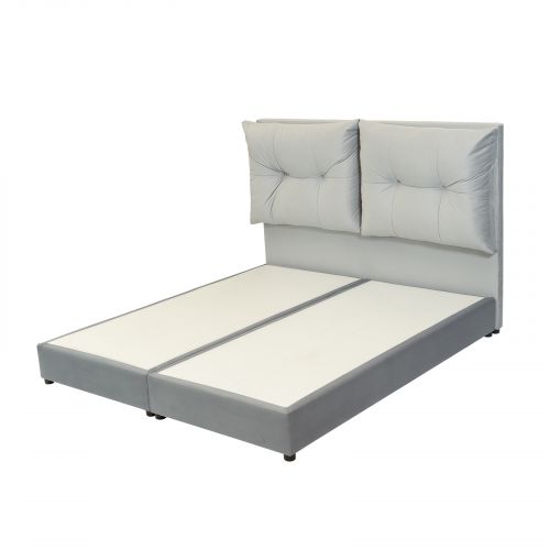 Leon | Velvet Bed Frame, Gray, 200x200 cm