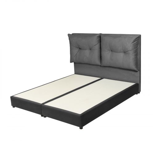 ليون | هيكل سرير منجد بالمخمل, أسود, 160×200 سم