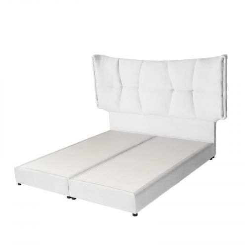 Milano | Velvet Bed Frame, White, 140x200 cm