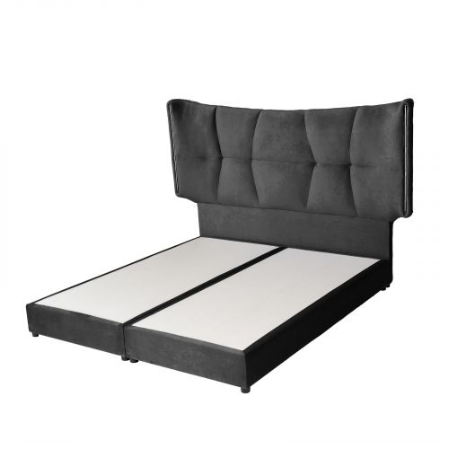 ميلانو | هيكل سرير منجد بالمخمل, أسود, 120×200 سم