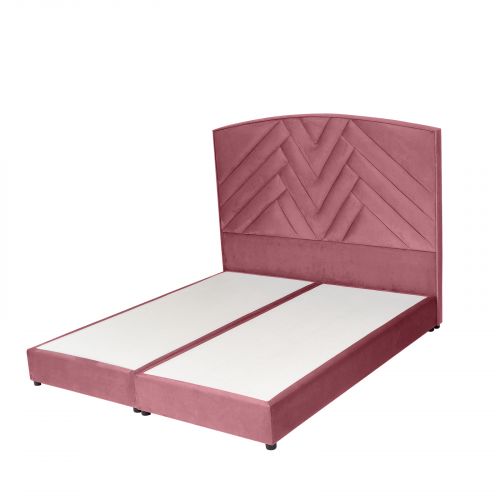 Oslo | Velvet Bed Frame, Dark Pink, 200x200 cm