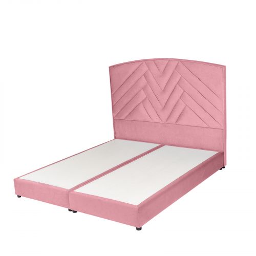Oslo | Velvet Bed Frame, Light Pink, 160x200 cm