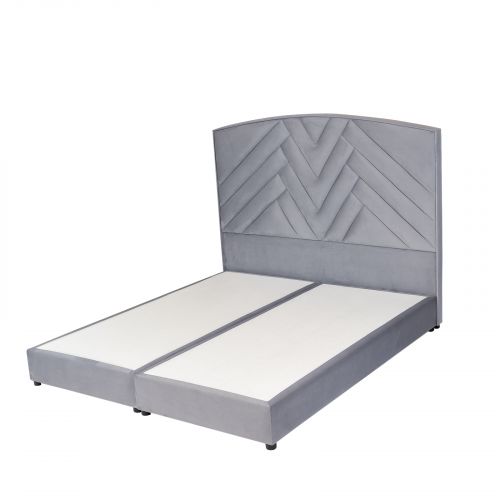 اوسلو | هيكل سرير منجد بالمخمل, رمادي, 140×200 سم