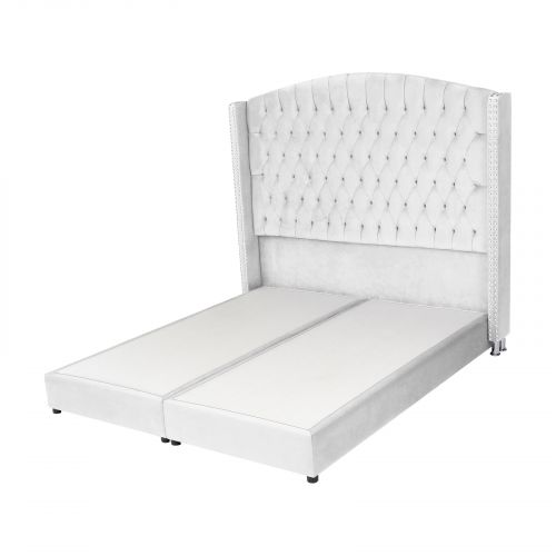 مالديف | هيكل سرير منجد بالمخمل, أبيض, 140×200 سم