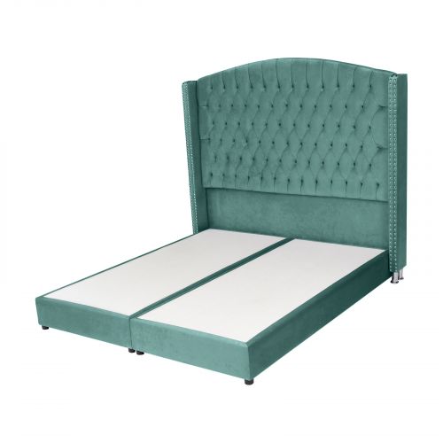مالديف | هيكل سرير منجد بالمخمل, أخضر غامق, 140×200 سم