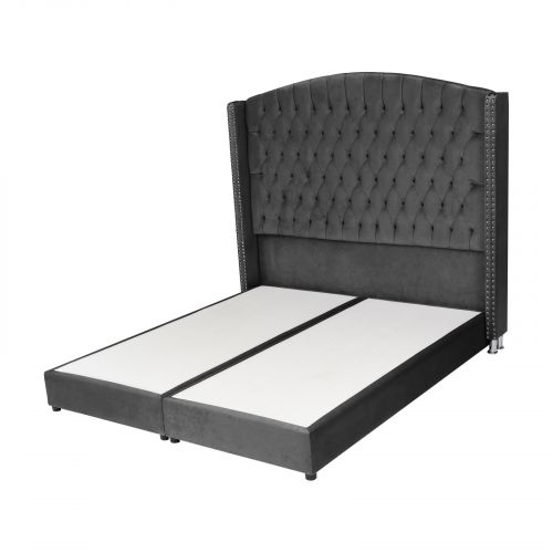 مالديف | هيكل سرير منجد بالمخمل, أسود, 160×200 سم