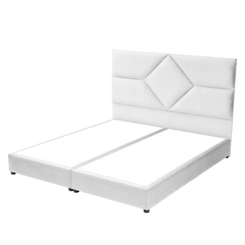 قرطبة | هيكل سرير منجد بالمخمل, أبيض, 160×200 سم
