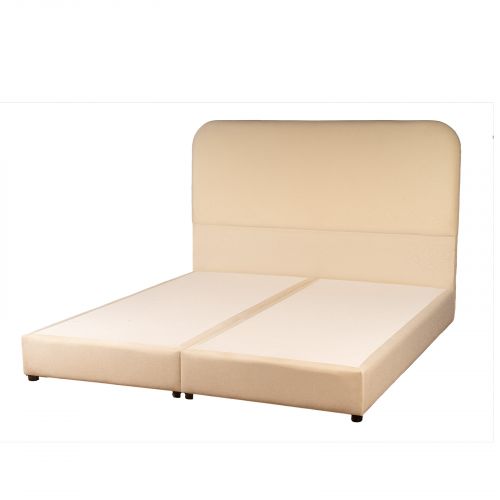 Lamar | Velvet Bed Frame, King, 200x200 cm, Ivory Beige