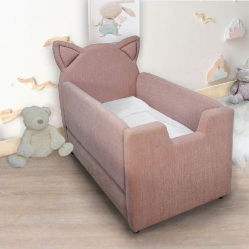 Masha | Padded Linen Kids Bed with Removable Sides in Distinctive Design, 140x75 cm