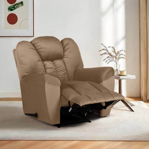 Velvet Upholstered Rocking Recliner Chair With Bed Mode