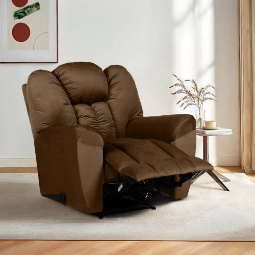 كرسي استرخاء قابل للاهتزاز والتدوير منجد بالمخمل مع وضعية سرير, بني, بنهيليغنز