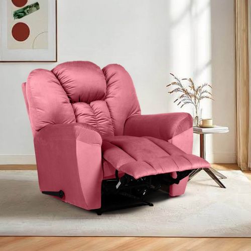 Velvet Upholstered Classic Recliner Chair With Bed Mode, Dark Pink, Penhaligon's