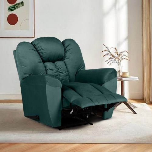 Velvet Upholstered Rocking & Rotating Recliner Chair With Bed Mode, Dark Green, Penhaligon's