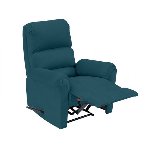 Velvet Rocking Recliner Chair, Dark Turquoise, AB09, In House