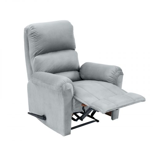 Velvet Classic Recliner Chair, Gray, AB09, In House