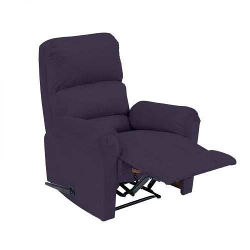 Velvet Rocking & Rotating Recliner Chair, Dark Purple, AB09, In House