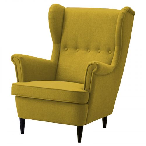 كرسي ملكي كتان بظهرية مجنحة, أصفر, E3 | إن هاوس