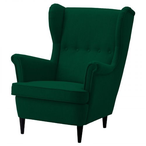 كرسي ملكي كتان بظهرية مجنحة, أخضر غامق, E3 | إن هاوس