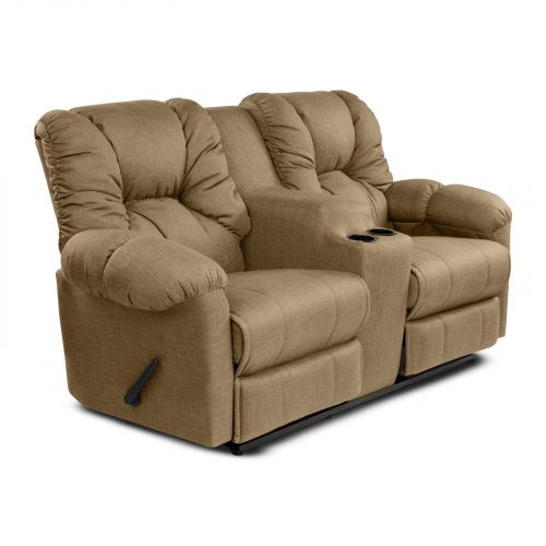 Double Linen Upholstered Recliner Chair With Cups Holder from American Polo