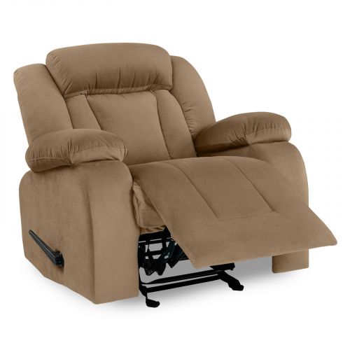 كرسي استرخاء قابل للاهتزاز منجد بالمخمل مع وضعية سرير من إن هاوس, بني فاتح, NZ50, إن هاوس