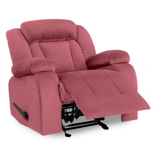 Velvet Upholstered Rocking & Rotating Recliner Chair With Bed Mode from In House, Dark Pink, NZ50, In House