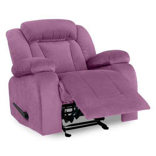 Velvet Upholstered Rocking & Rotating Recliner Chair With Bed Mode from In House, Light Purple, NZ50, In House