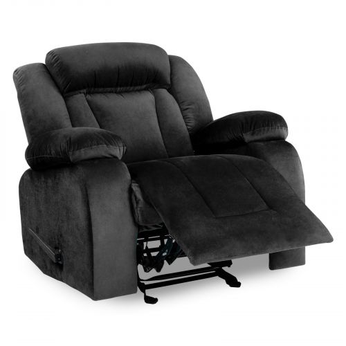 Velvet Upholstered Rocking & Rotating Recliner Chair With Bed Mode from In House, Black, NZ50, In House
