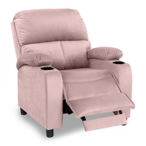 Cinematic Velvet Upholstered Classic Recliner Chair With Bed Mode from In House, Light Pink, NZ70, In House