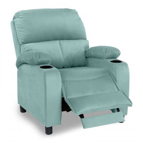Cinematic Velvet Upholstered Classic Recliner Chair With Bed Mode from In House, Light Turquoise, NZ70, In House