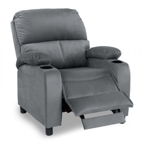 Cinematic Velvet Upholstered Classic Recliner Chair With Bed Mode from In House, Gray, NZ70, In House