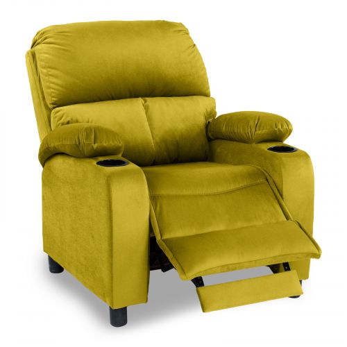 Cinematic Velvet Upholstered Classic Recliner Chair With Bed Mode from In House, Gold, NZ70, In House