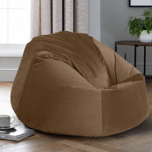 Niklas | Velvet Bean Bag Chair, Medium, Light Brown, In House