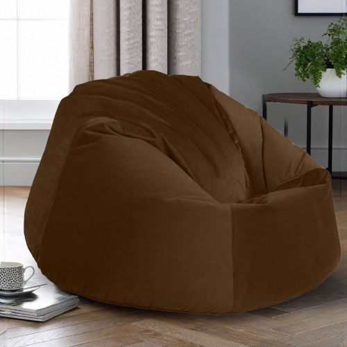 Niklas | Velvet Bean Bag Chair, Medium, Brown, In House